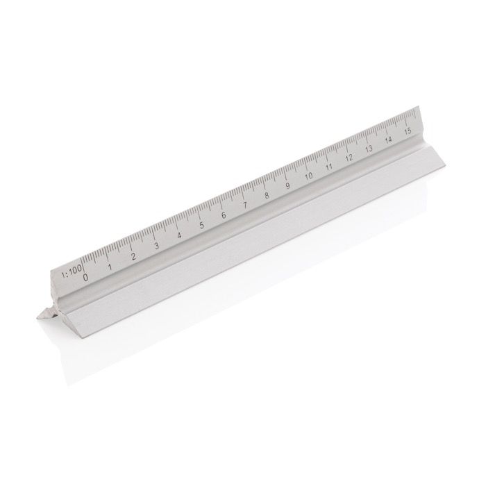 Aluminium promotional ruler with 5 scales, 15 cm