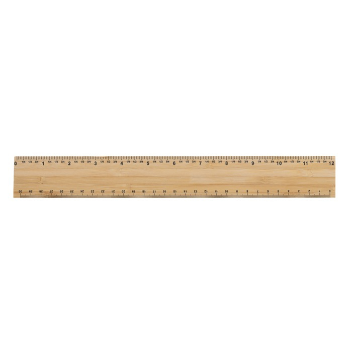Thick bamboo ruler with double-sided design, 30 cm