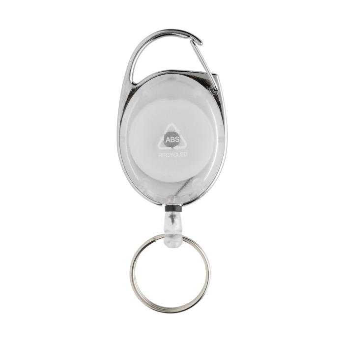 Recycled ABS and zinc keyring with cord and carabiner