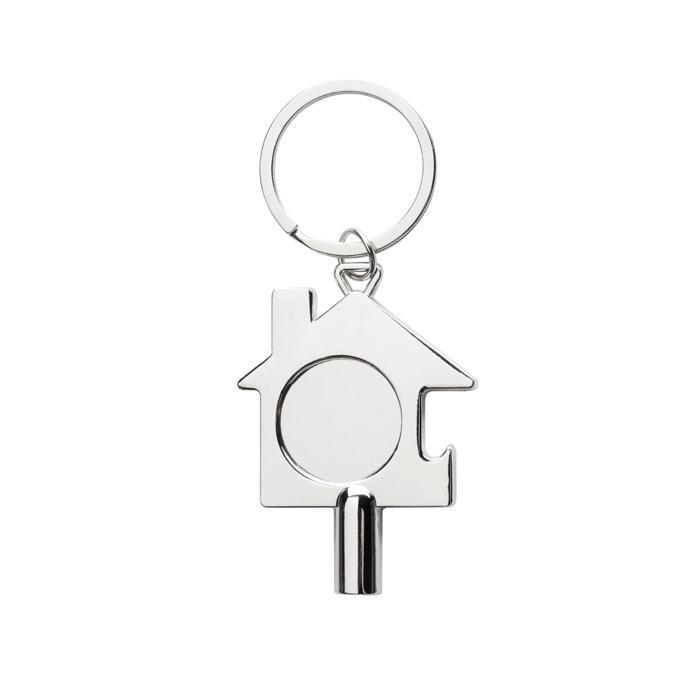 Recycled zinc keyring with radiator key and bottle opener