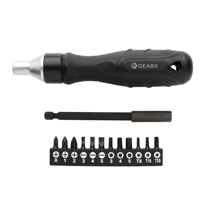 Branded screwdriver with steel bits