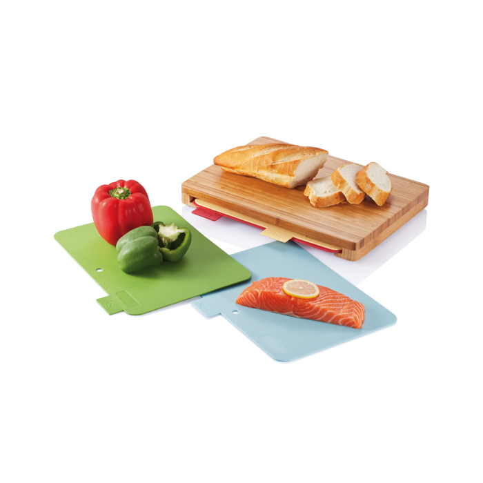 Set of four food-specific chopping boards for business gifts
