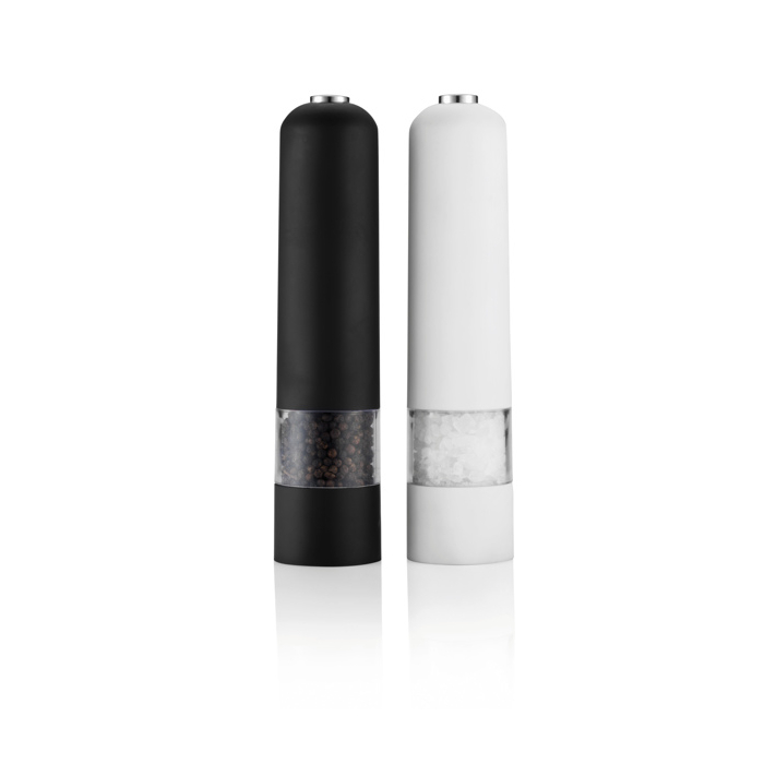 Electric salt and pepper grinder in two-tone rubber