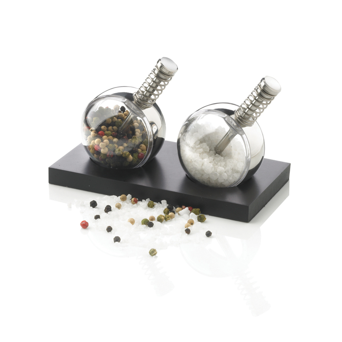 Innovative salt and pepper set with base