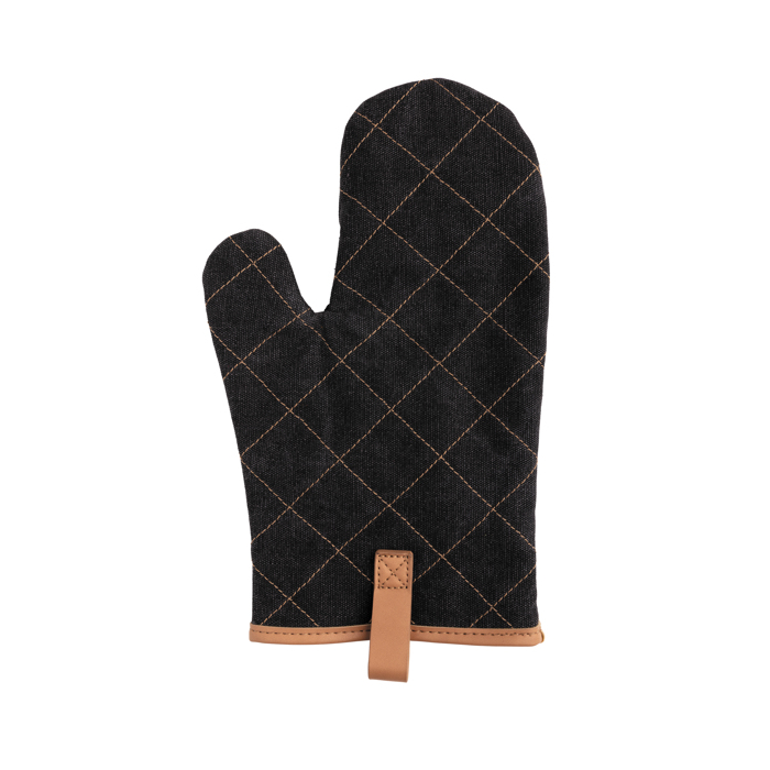 Padded personalised oven mitt with brown stripe