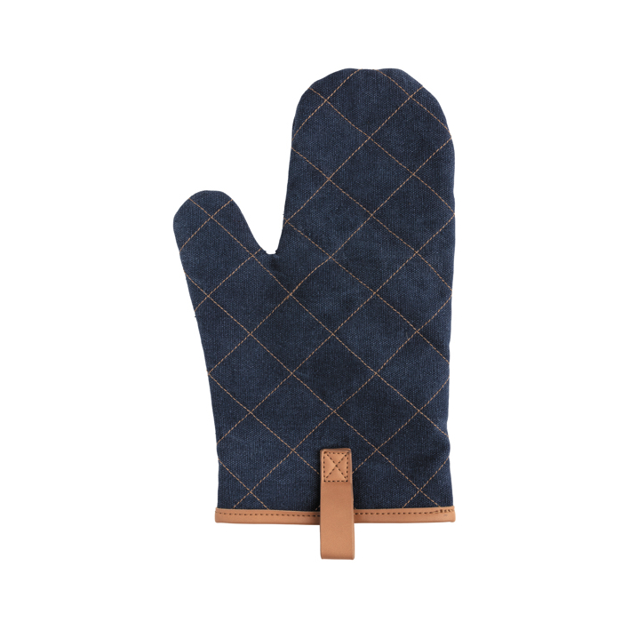 Padded personalised oven mitt with brown stripe