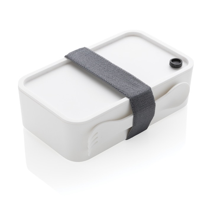 Promotional plastic lunchbox with divider and cutlery, 1.2 L