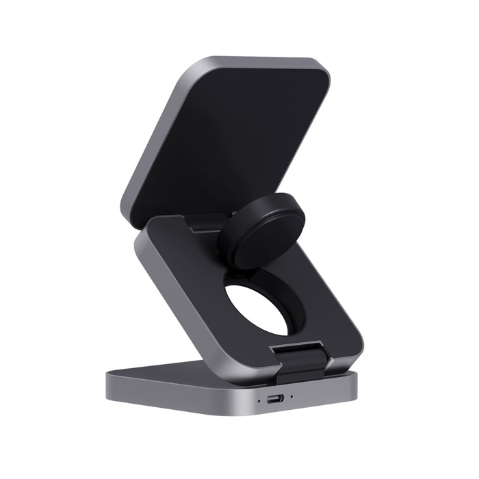 3-in-1 portable wireless charger in recycled aluminium
