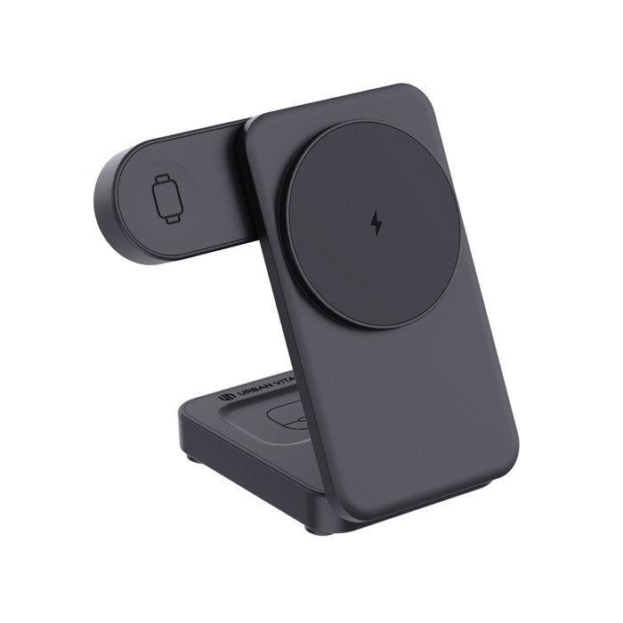 Recycled plastic magnetic wireless charger, 3-in-1, 15W