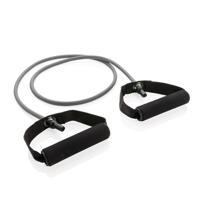 Fitness resistance tube with personalised pouch