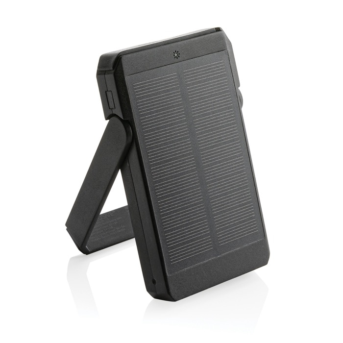Recycled plastic power bank with solar panel, 5,000 mAh