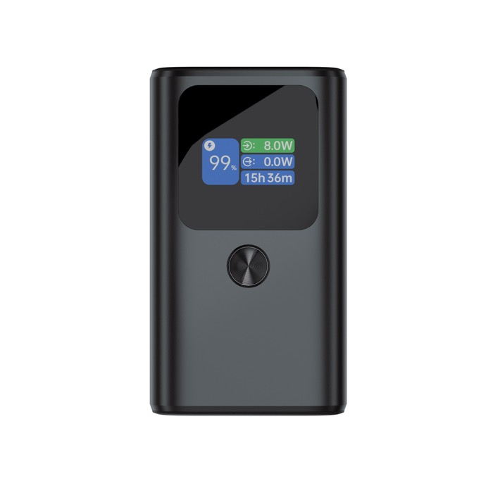 Aluminium power bank, fast charging, HQ display, 10,000 mAh