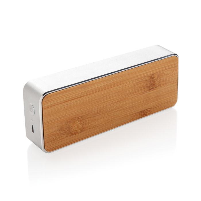 Bluetooth speaker with aluminium, natural bamboo and fabric, with subwoofer