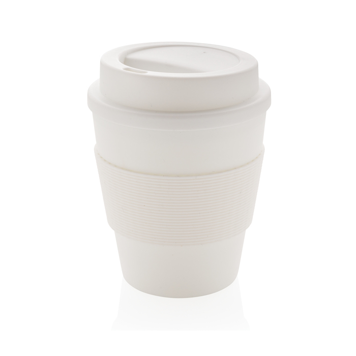 Recyclable plastic mug with lid, 350 ml