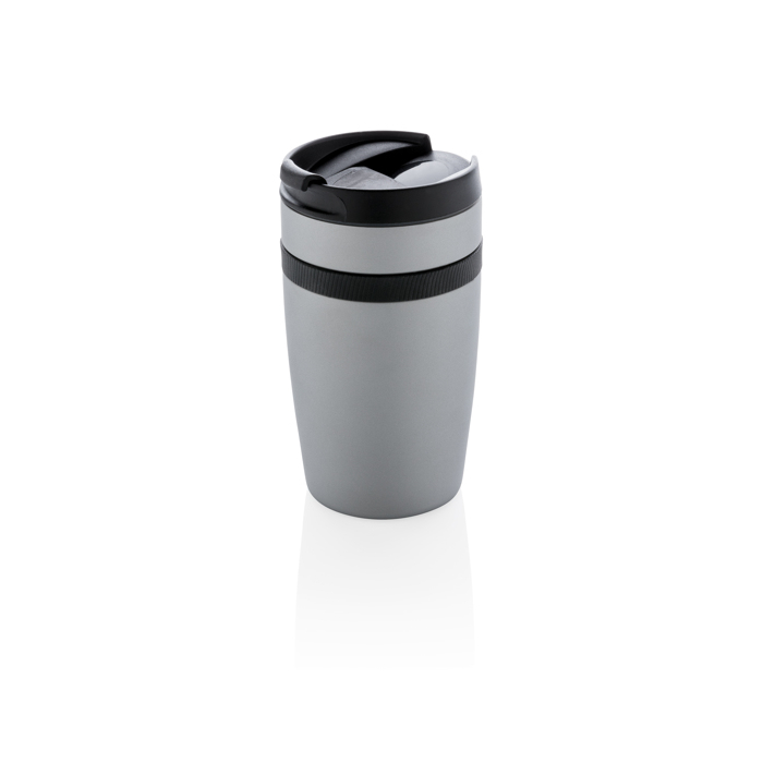 Compact promotional thermal mug with silicone band, 280 ml