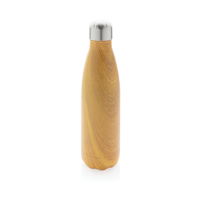 Elegant steel bottle with wood print, 500 ml