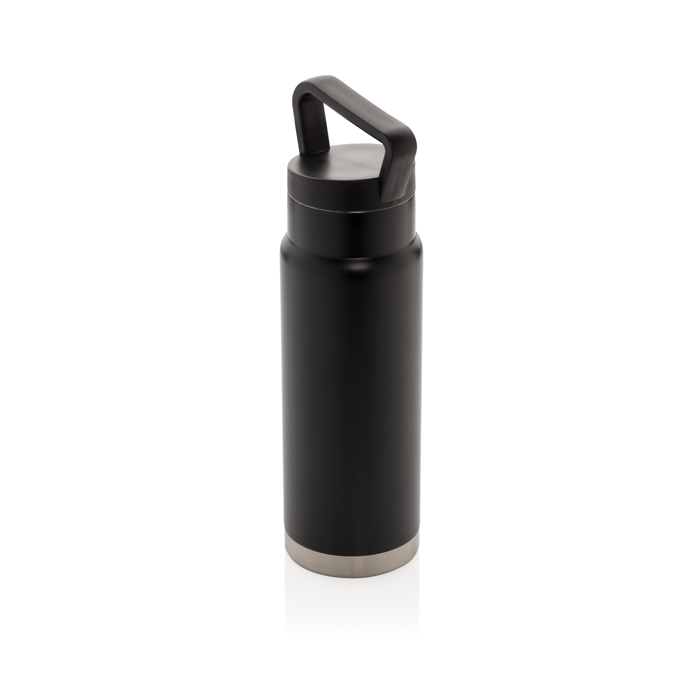 High-quality steel bottle with unique handle, 650 ml