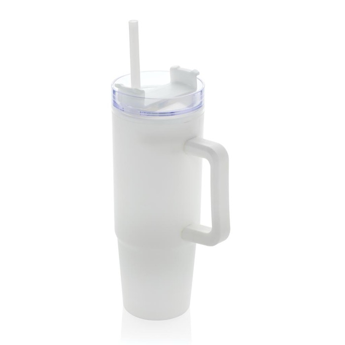 Recycled plastic thermal cup with 3-position lid, 900 ml