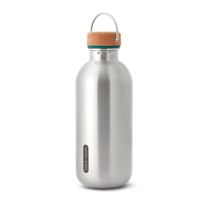 Stainless steel water bottle with anti-drip lid, 600 ml, Black+Blum