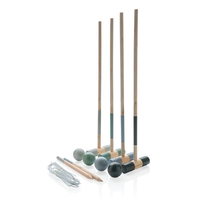 Promotional wooden croquet set in cotton bag