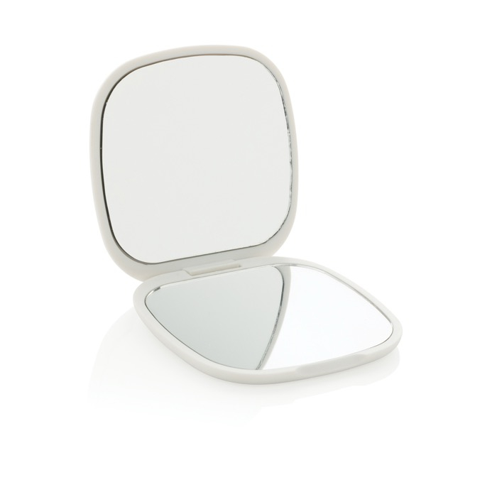 Recycled plastic mirror, dual view, standard and magnification