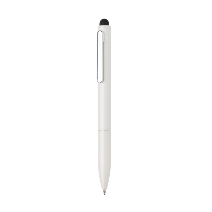 Recycled aluminium pen with stylus and blue ink