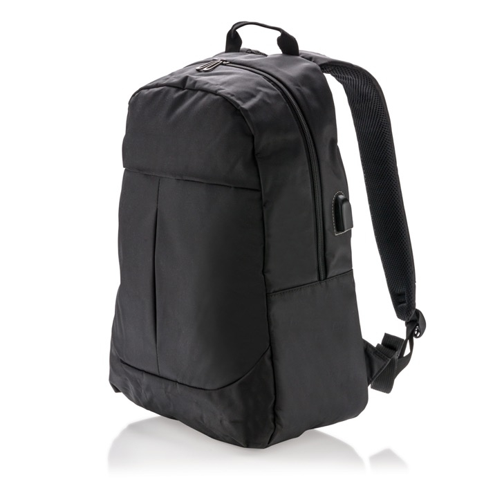 600D polyester laptop backpack with USB port, 15", Oslo