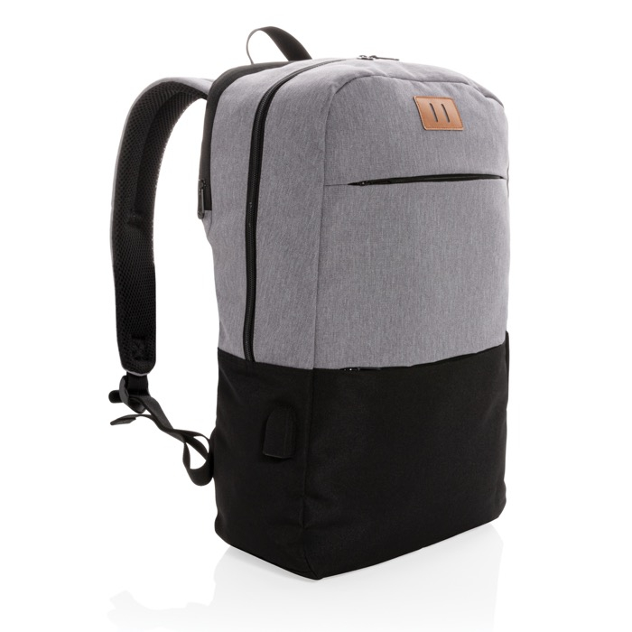 Durable fabric backpack with RFID and USB, 15.6" laptop, Smart