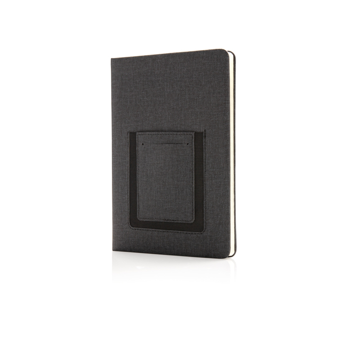 A5 notebook with pocket and card holder, ruled pages