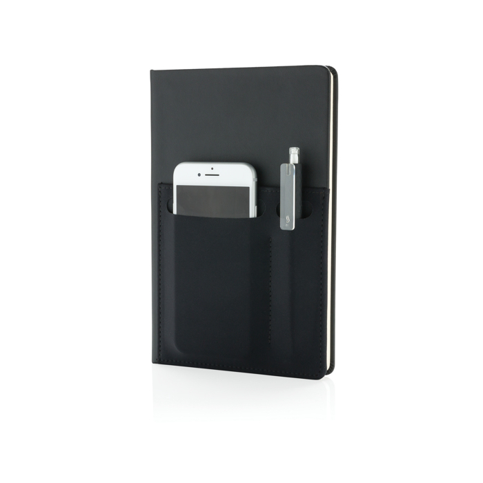 Branded notebook with pockets, A5, ruled pages