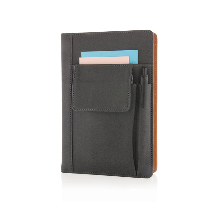 Branded notebooks with pockets, A5, ruled pages