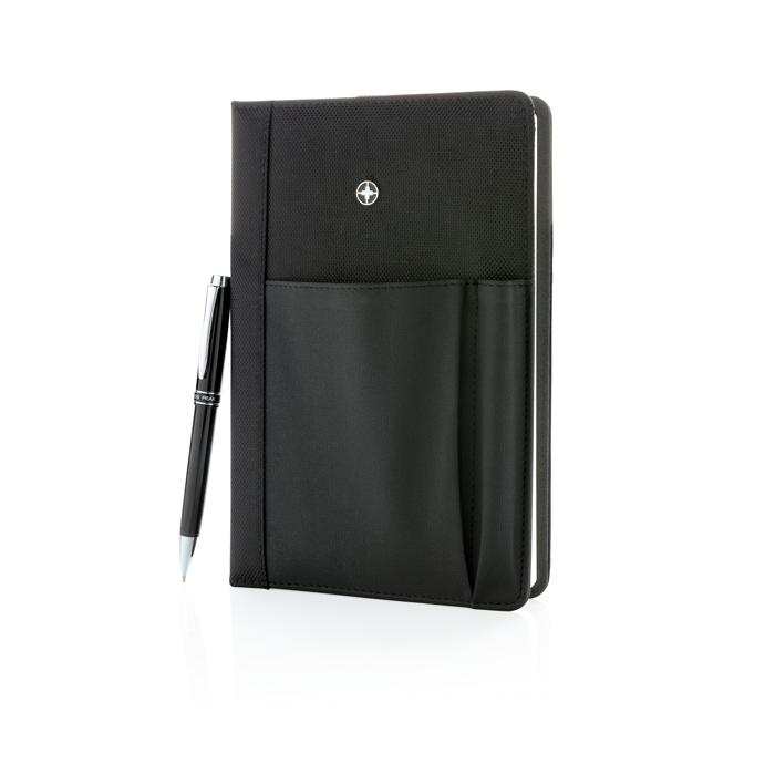 Branded notebook set with compartments and pen
