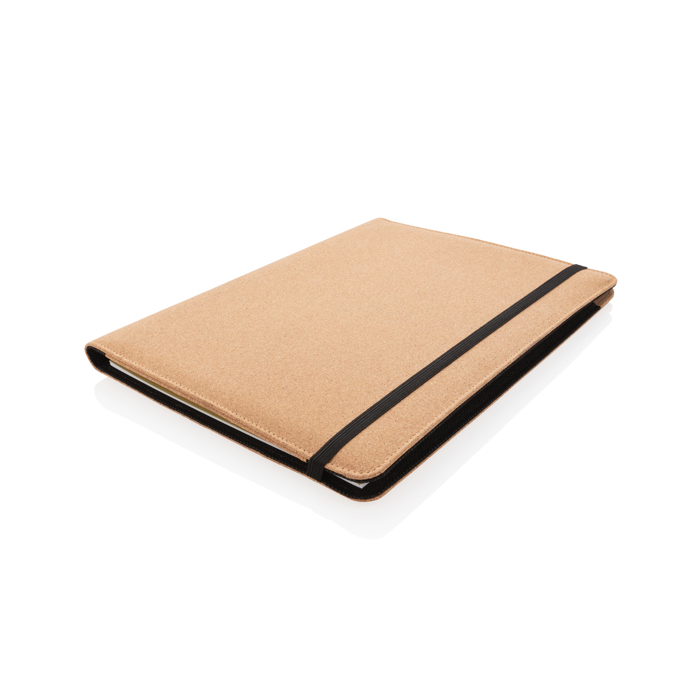 A4 cork portfolio with notepad, pen and card holders