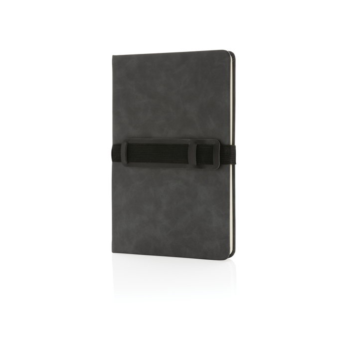 Branded notebook with horizontal strap, A5, ruled pages