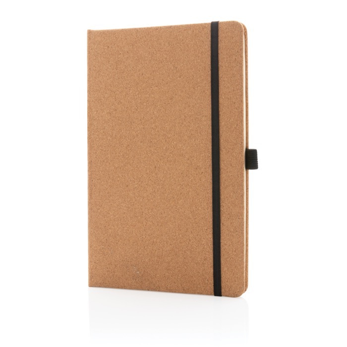 Branded, hardcover cork notebook, A5, ruled pages