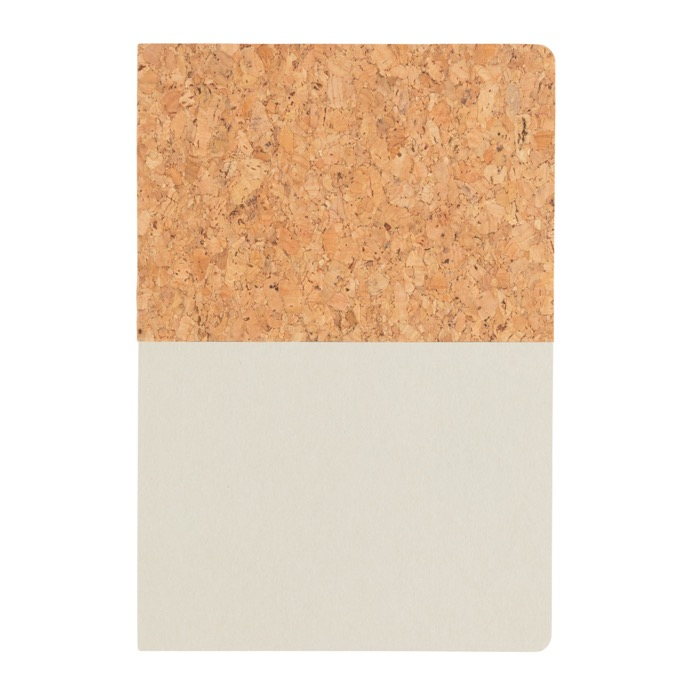 Cork and kraft notebook with recycled paper, A5 ruled