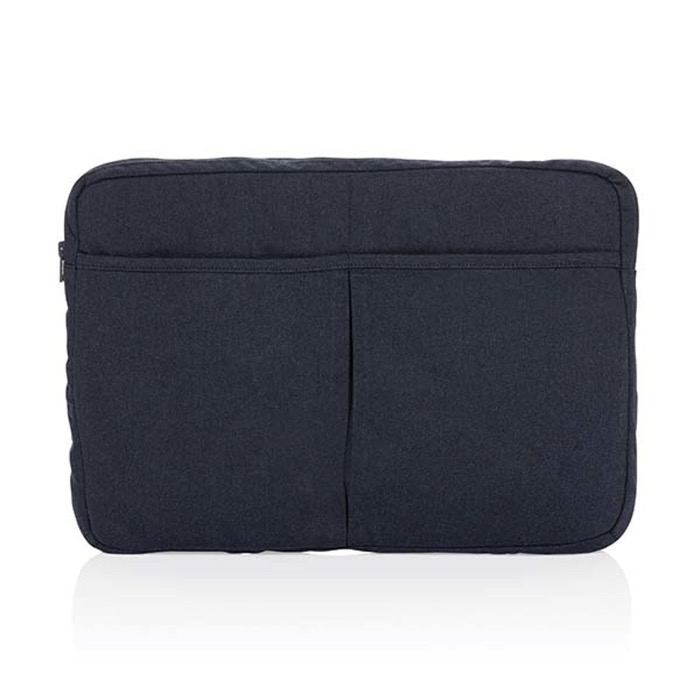 Recycled cotton laptop sleeve with front pockets, 15.6"
