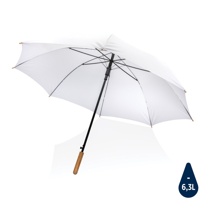 RPET pongee umbrella with bamboo handle, Ø120 cm