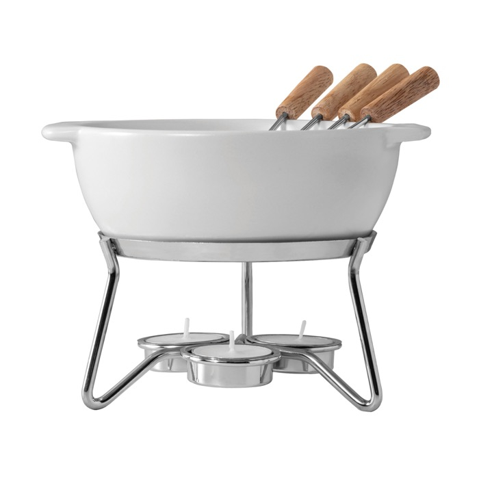Ceramic cheese fondue set, candle heating, 750ml