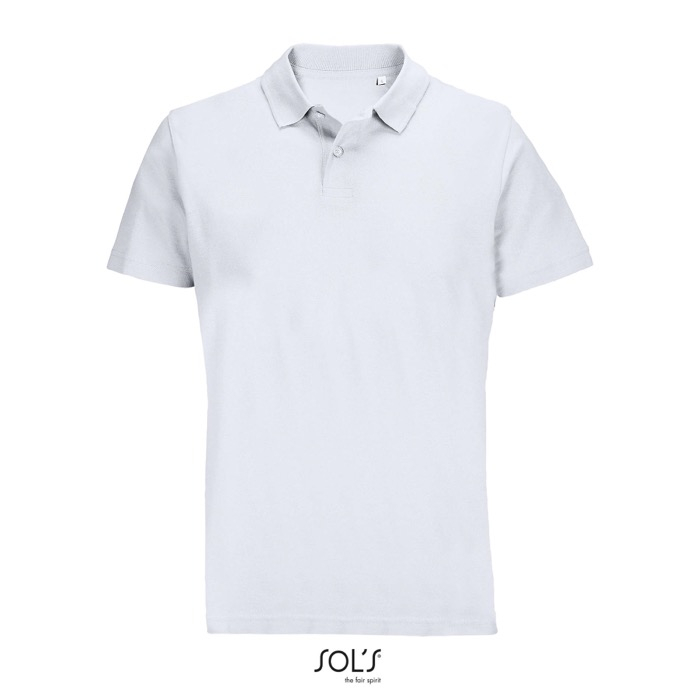 Unisex combed cotton polo, ribbed collar, 2 buttons 179 g/m2