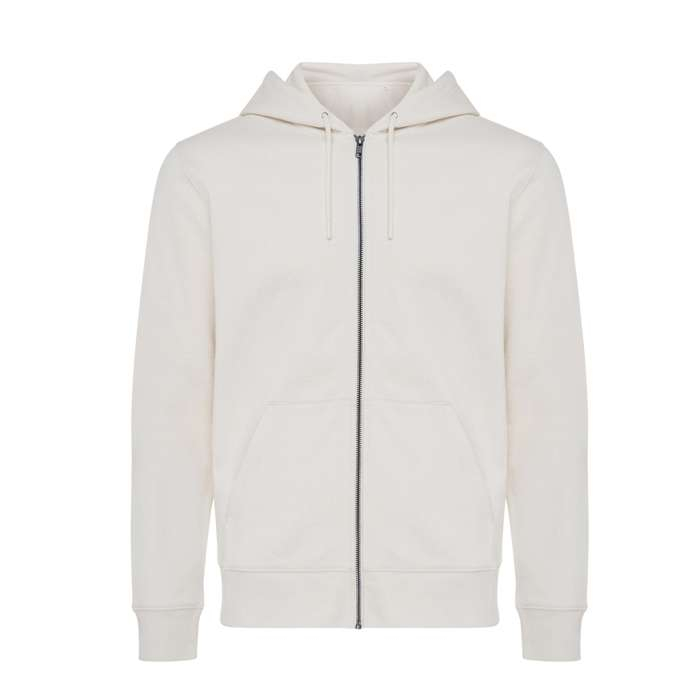 Zip hoodie in eco cotton with corporate logo, 340 g/m² 