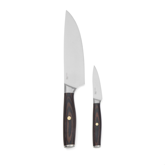 Set of two kitchen knives in recycled stainless steel