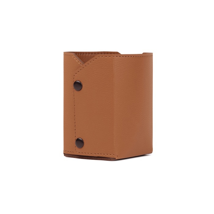 Synthetic leather and polyester pencil pot with snap buttons
