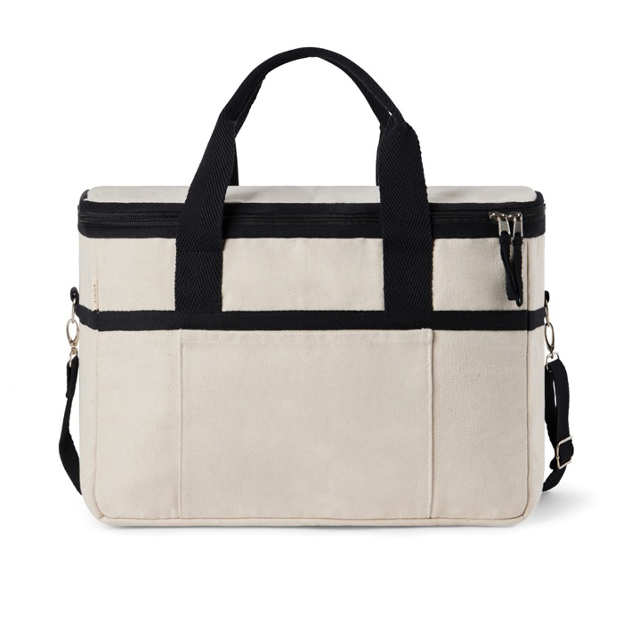 Recycled cotton cooler bag with shoulder strap and handles
