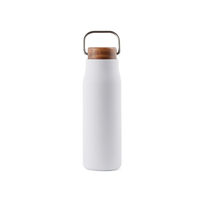 Recycled stainless steel bottle with wooden lid and handle, 300 ml