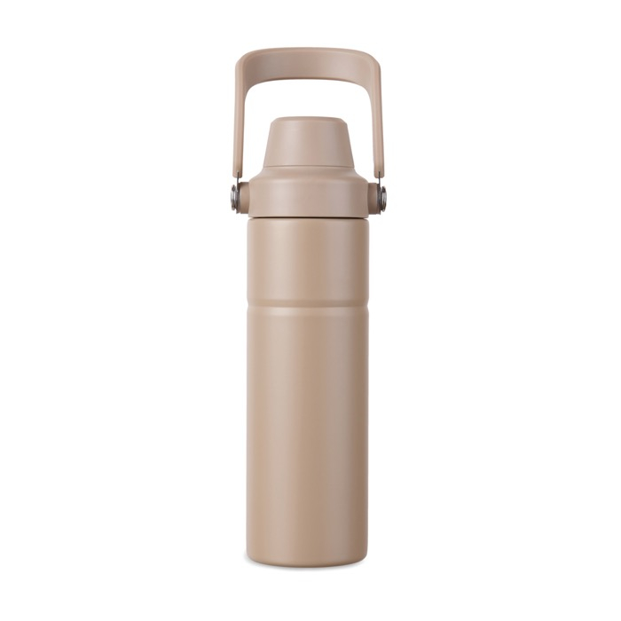Recycled stainless steel thermal bottle, handle, dual opening, 600ml