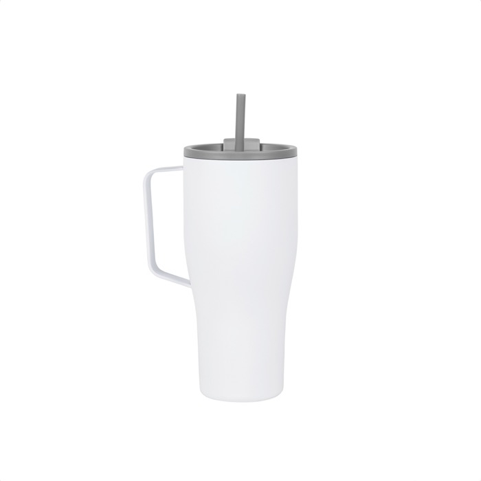 Recycled stainless steel bottle with straw, 800 ml