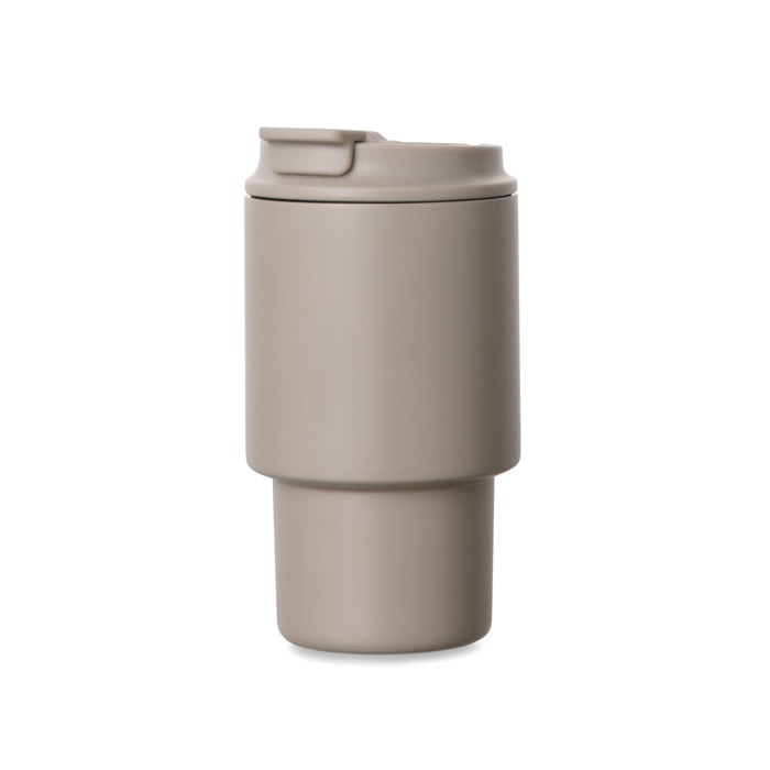 Recycled stainless steel takeaway mug, flip lid, 350ml
