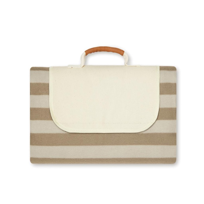 Large striped picnic blanket in fleece, 150 × 200 cm