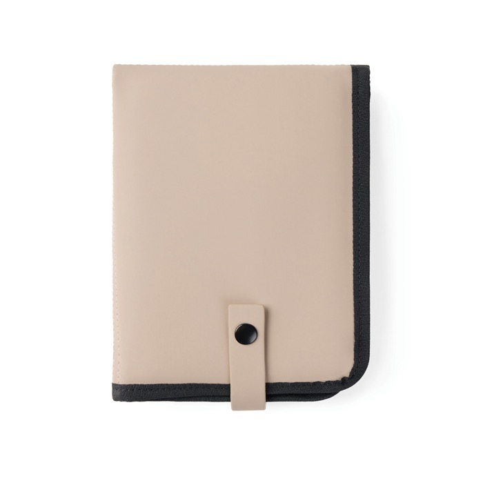 Portable recycled cushion, snap closure, foldable design